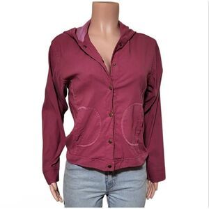 Pulp women long sleeve snap button down hoodie maroon jacket M